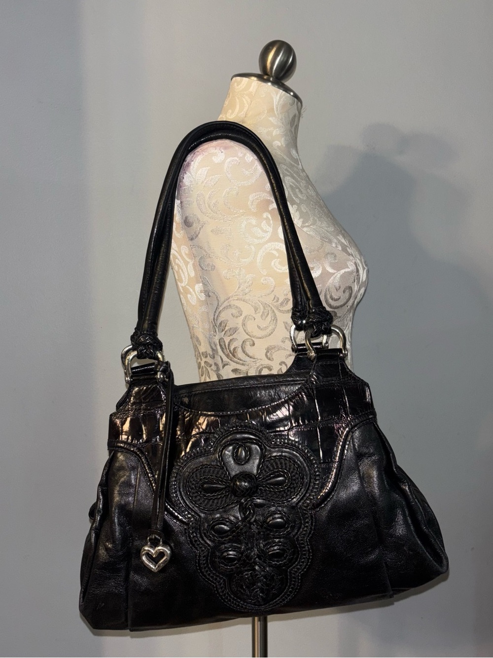 BRIGHTON KATARINA LEATHER MASTERPIECE COLLECTION EMBROIDERED SHOULDER BAG VTG